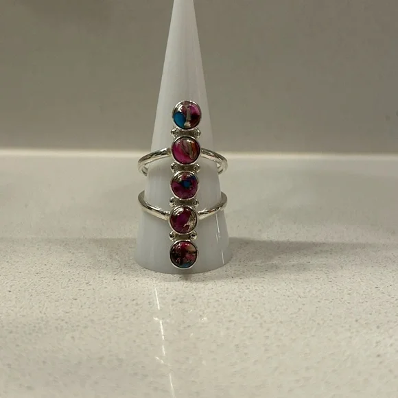 Pink Dahlia on Sterling Silver Size 10 - Picture 2 of 2